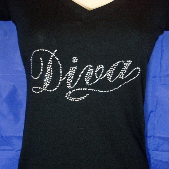New w/ Tags Rhinestone Diva Black Fitted T-Shirt - Picture 2 of 5
